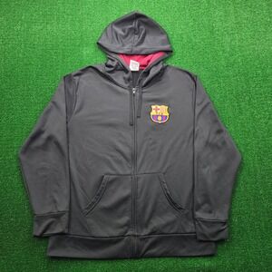 FC Barcelona Hoodie Jacket Mens XL Black Full Zip FCB Barca Soccer Graphic Print